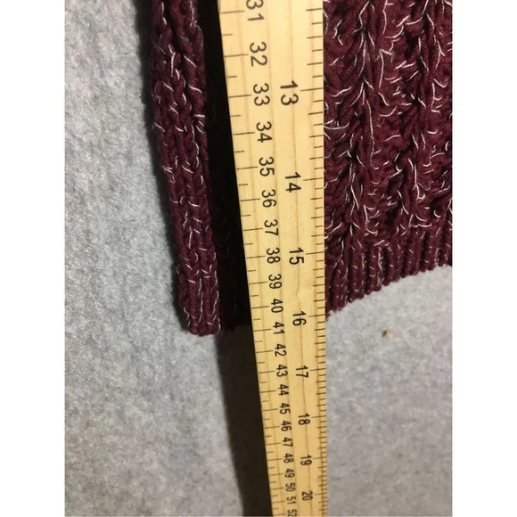 Womens Loft Sweater Red White Knit Petite Transitional Maroon - Picture 3 of 5